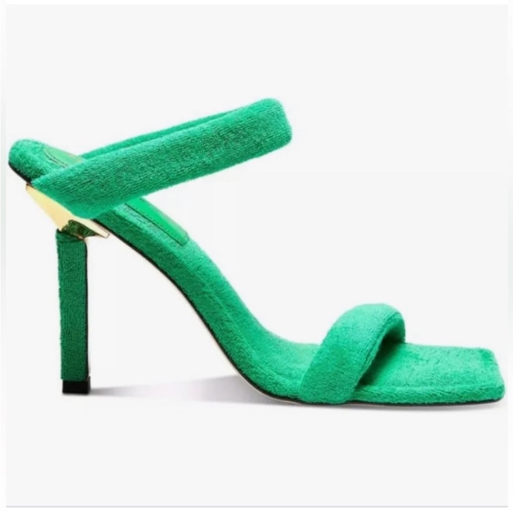 GOOD AMERICAN TERRY CLOTH SLIDES  HIGH HEELS  (GREEN)   SIZE: 8   **NEW**
